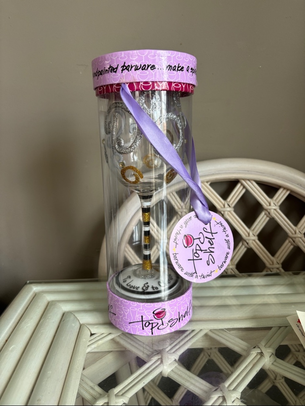 Top Shelf “I Do” Hand-Painted Wine Glass NIP